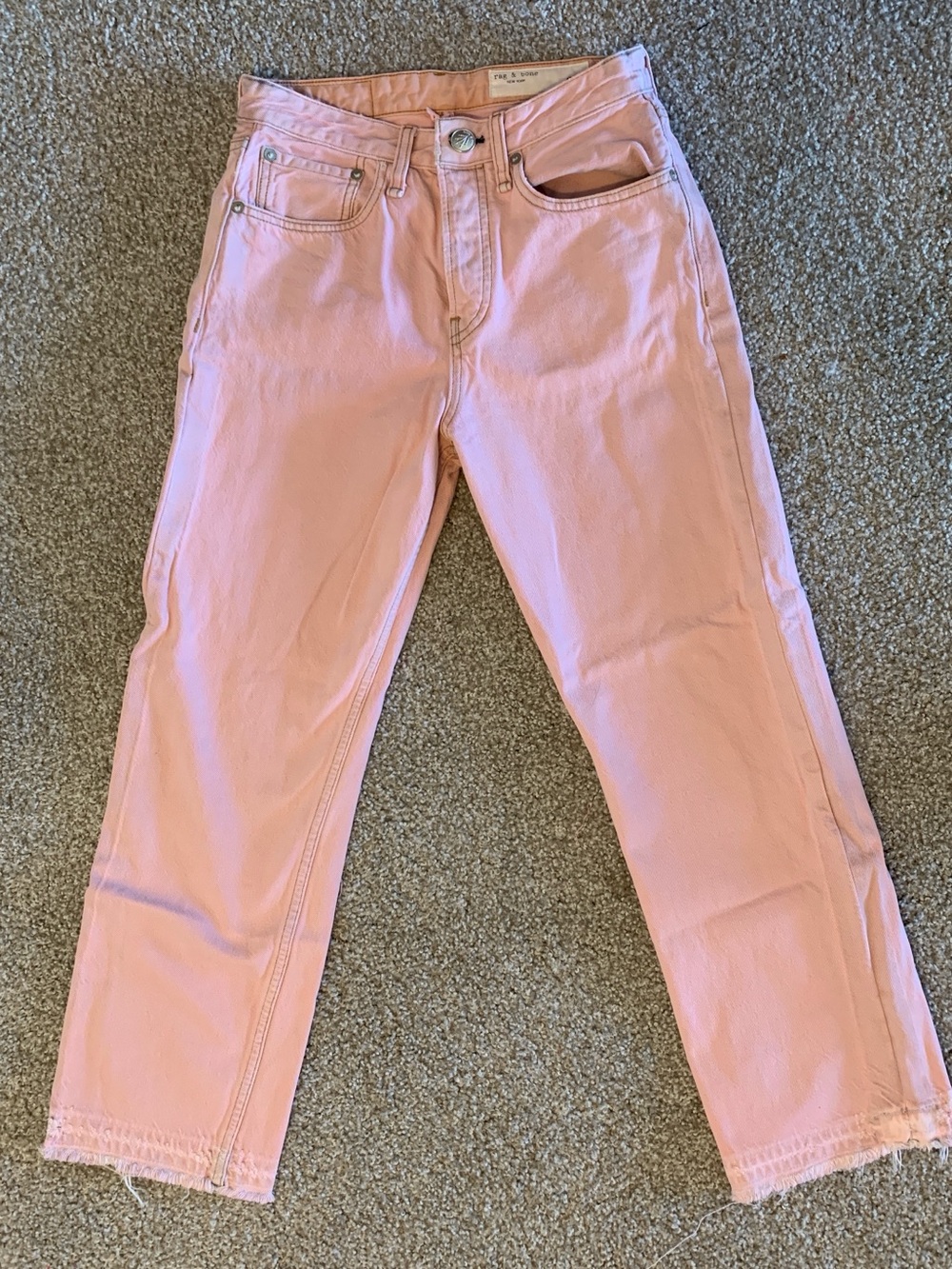 rag & bone Women’s High-Rise Pink Straight-Leg Ankle Jeans